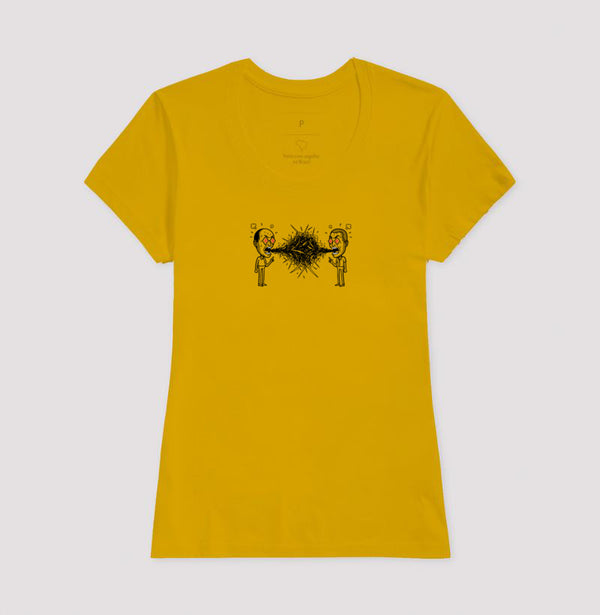 Camiseta Baby Look Mostarda - Eloquência Muda | Exallaxe