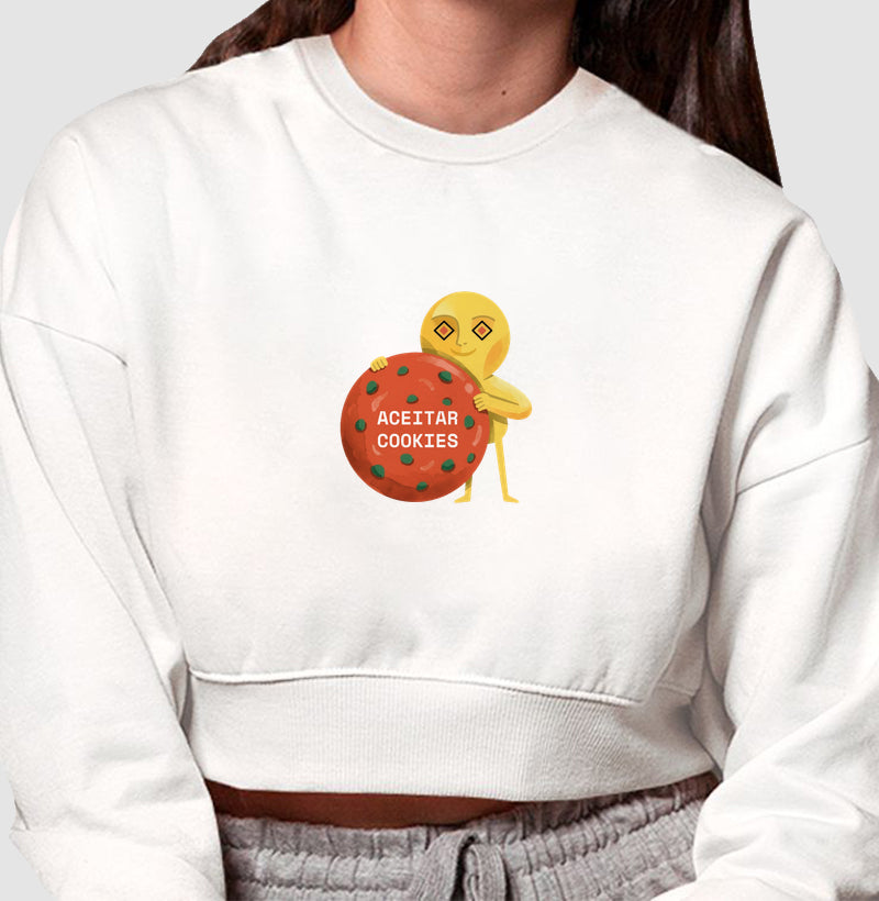 Moletom Cropped Branco - Candy Click | Exallaxe