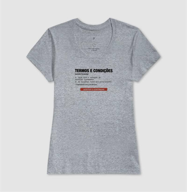 Camiseta Baby Look Cinza - Default Honesto | Exallaxe