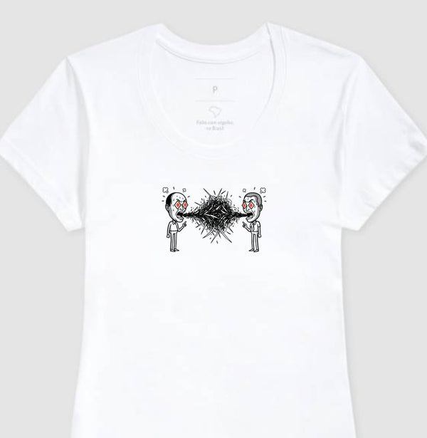 Camiseta Baby Look Branca - Eloquência Muda | Exallaxe