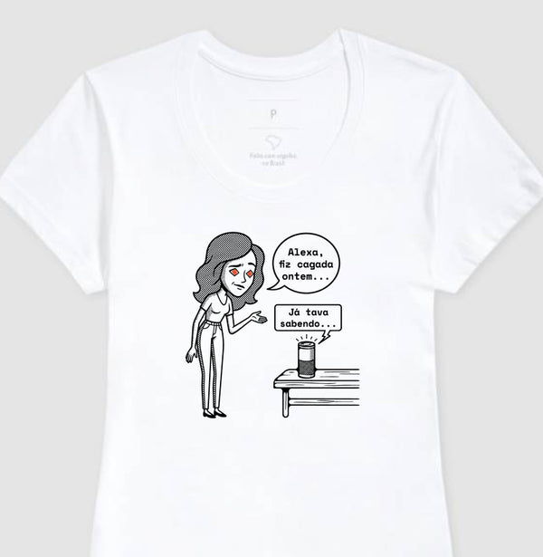 Camiseta Baby Look Branca - Confissão Virtual | Exallaxe