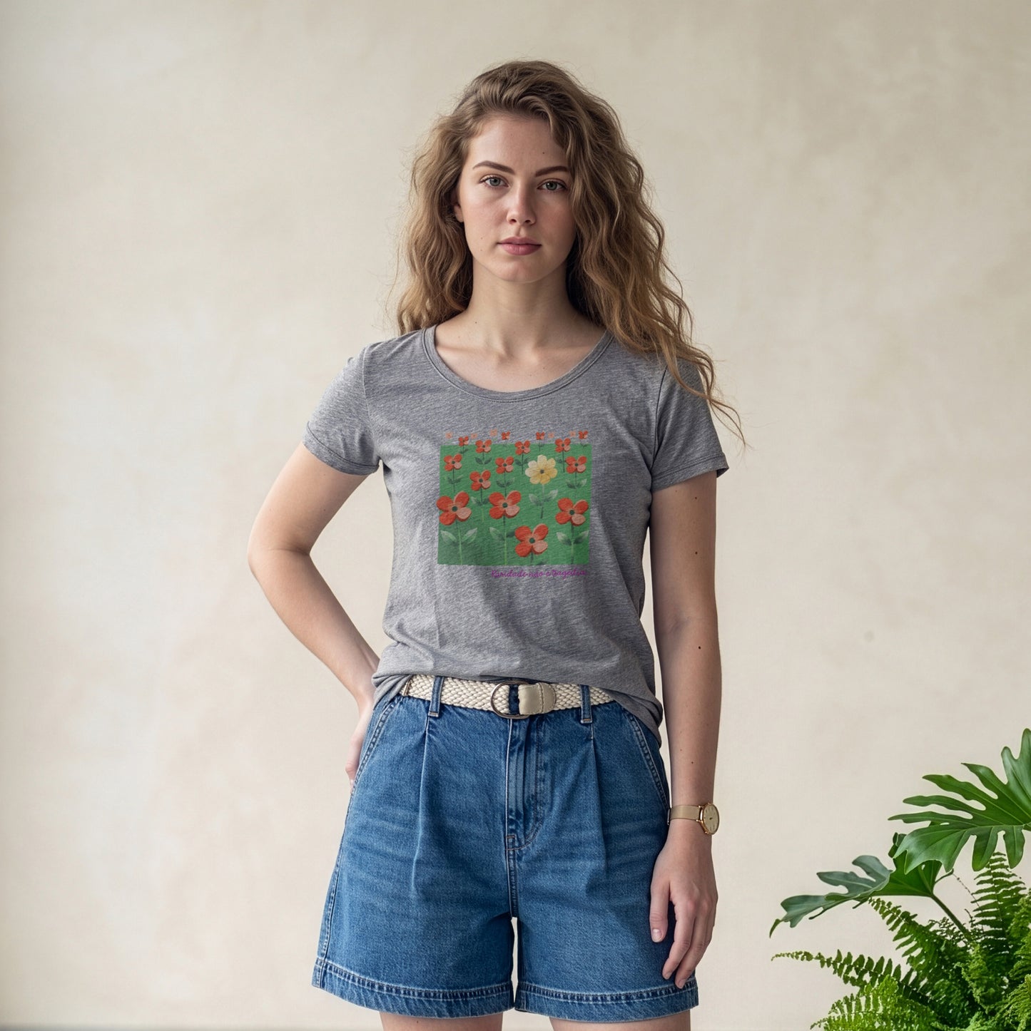 Camiseta Cinza Feminina - Padrão Sincopático