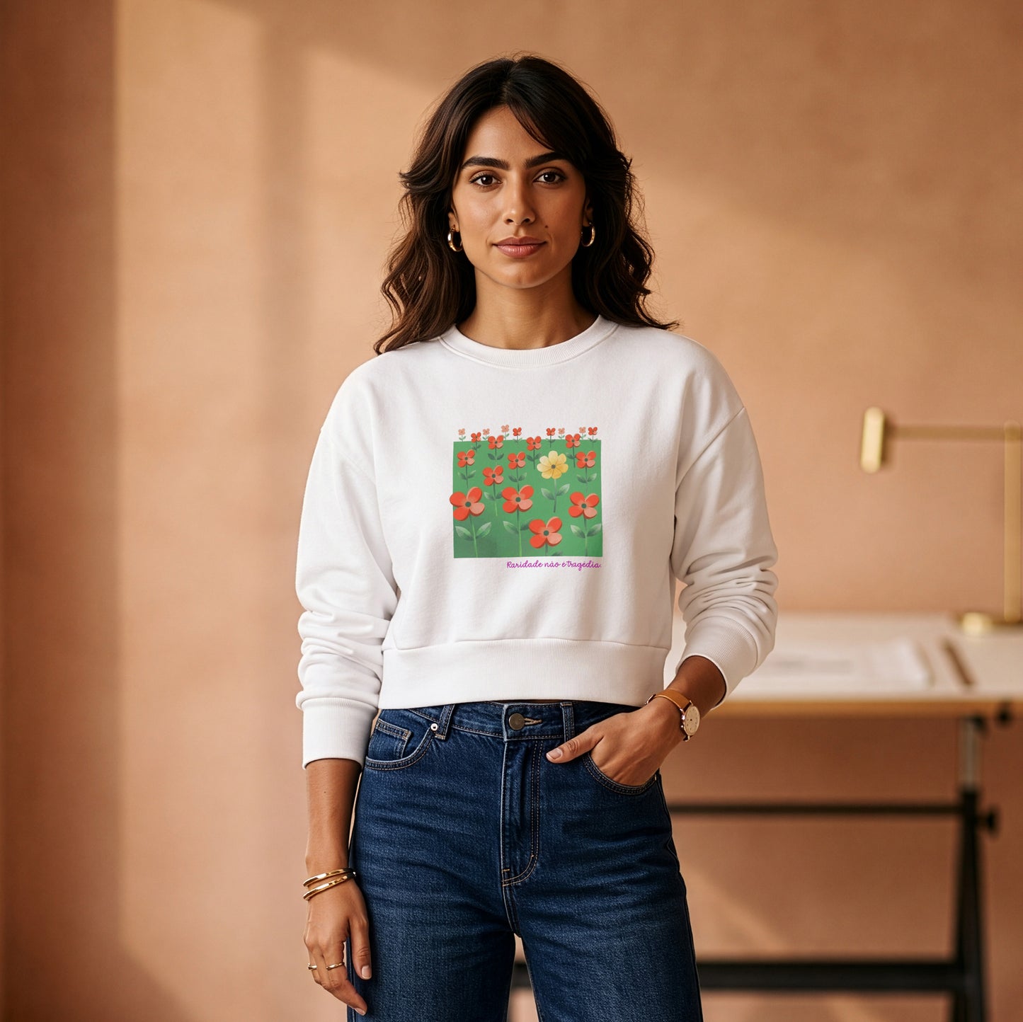 Moletom Cropped Branco - Padrão Sincopático