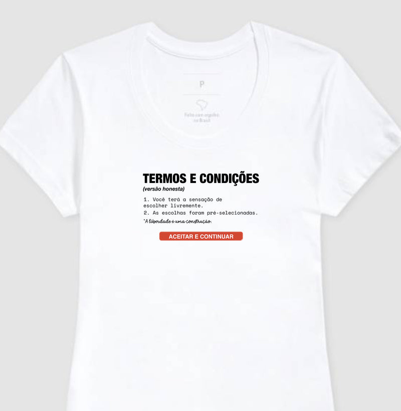 Camiseta Baby Look Branca - Default Honesto | Exallaxe