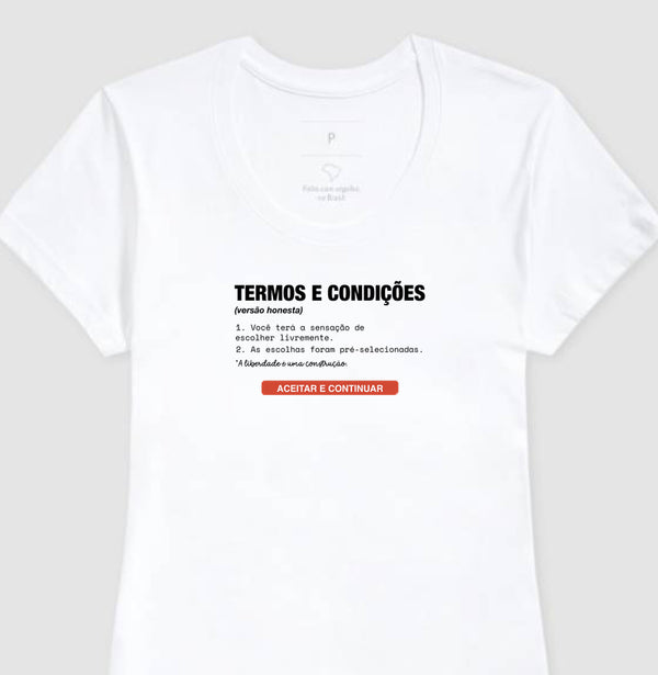 Camiseta Baby Look Branca - Default Honesto | Exallaxe