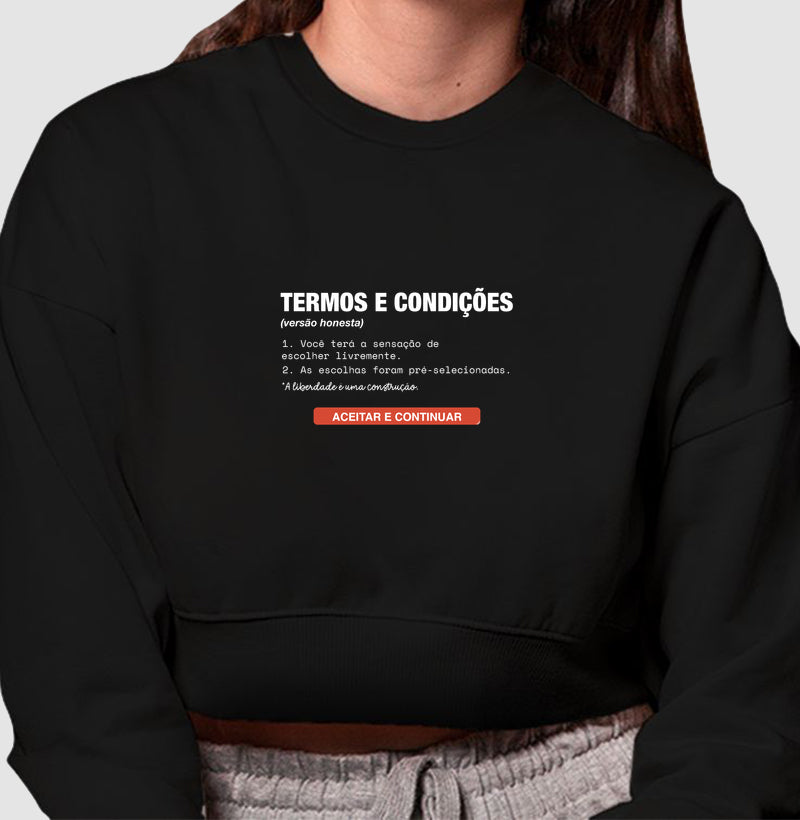 Moletom Cropped Preto - Default Honesto | Exallaxe