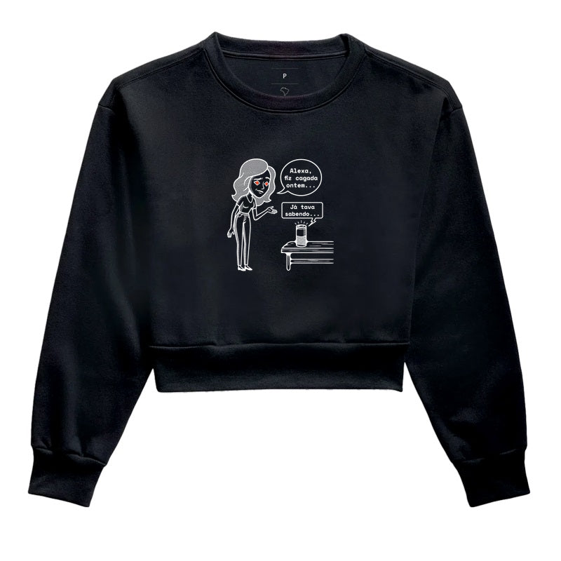 Moletom Cropped Preto - Confissão Virtual | Exallaxe