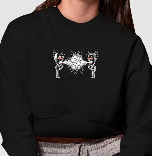 Moletom Cropped Preto - Eloquência Muda | Exallaxe