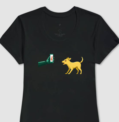 Camiseta Baby Look Preta - Pixel Instinto | Exallaxe