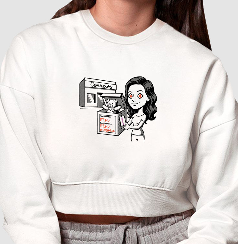 Moletom Cropped Branco - Destinatário Importador | Exallaxe