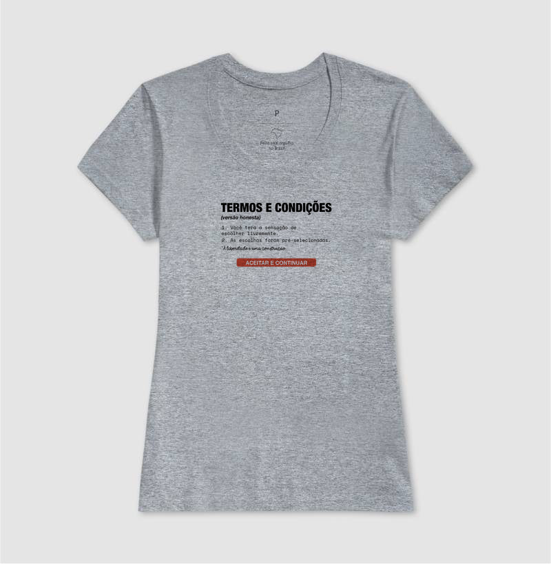 Camiseta Baby Look Cinza - Default Honesto | Exallaxe