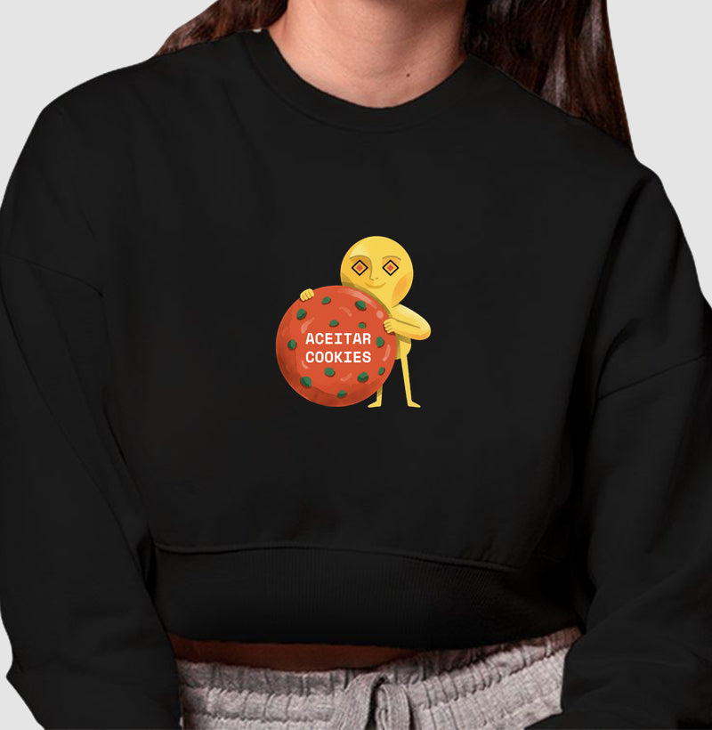 Moletom Cropped Preto - Candy Click | Exallaxe