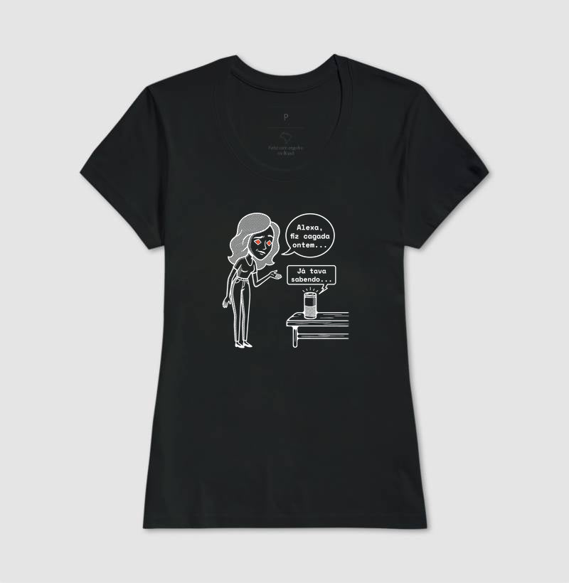 Camiseta Baby Look Preta - Confissão Virtual | Exallaxe