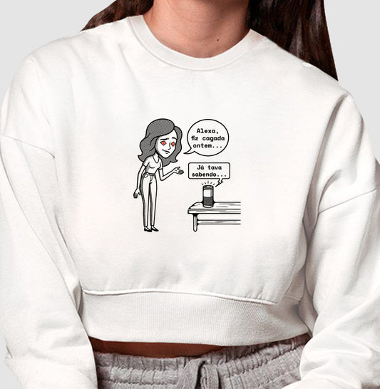 Moletom Cropped Branco - Confissão Virtual | Exallaxe