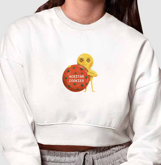 Moletom Cropped Branco - Candy Click | Exallaxe