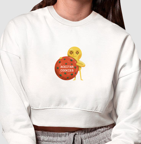 Moletom Cropped Branco - Candy Click | Exallaxe