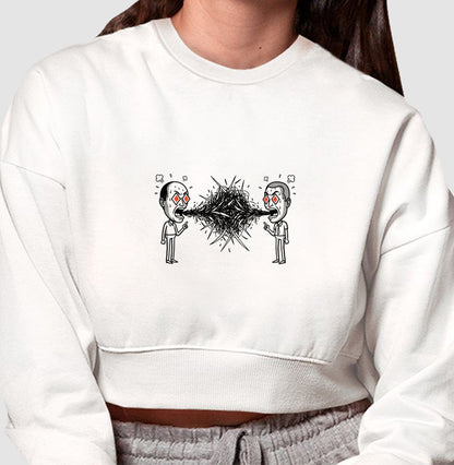 Moletom Cropped Branco - Eloquência Muda