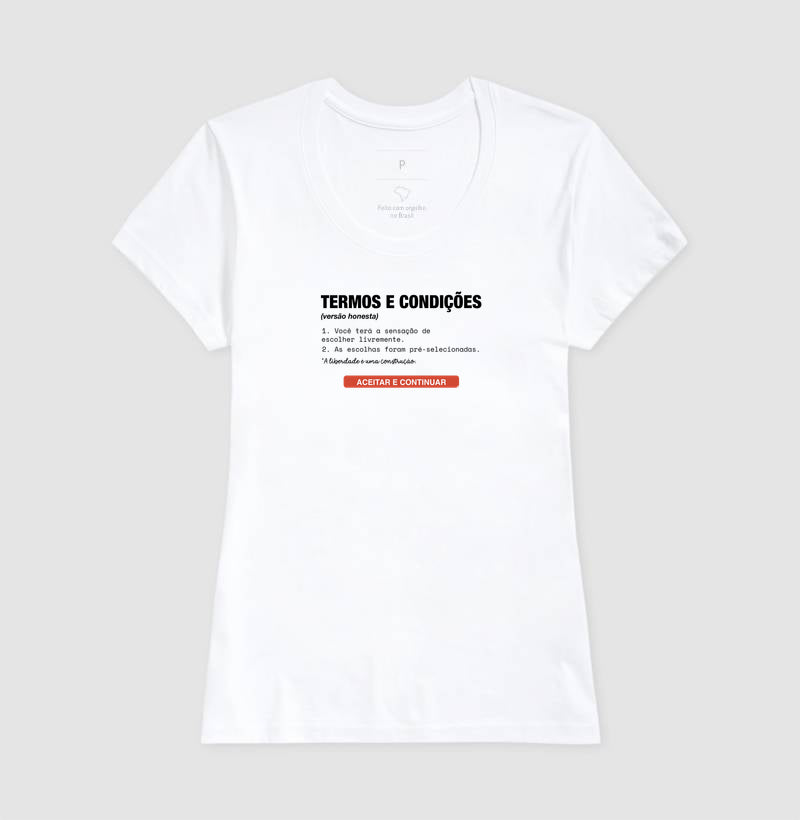 Camiseta Baby Look Branca - Default Honesto | Exallaxe