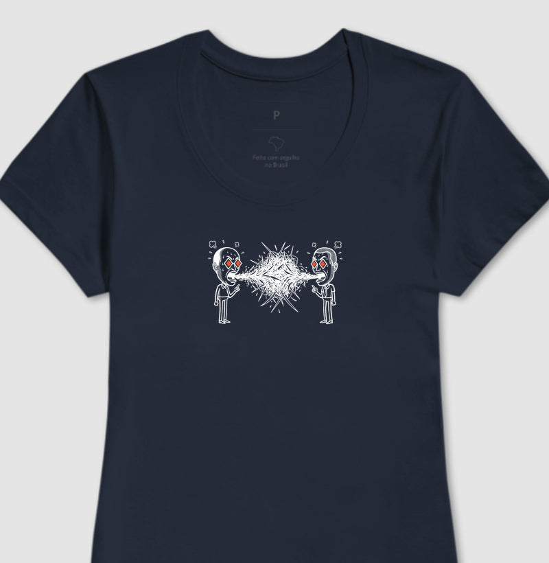 Camiseta Baby Look Azul - Eloquência Muda | Exallaxe