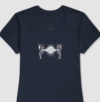 Camiseta Baby Look Azul - Eloquência Muda | Exallaxe