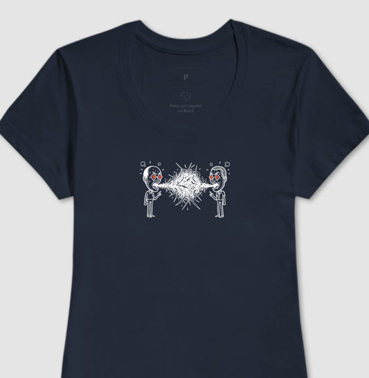 Camiseta Baby Look Azul - Eloquência Muda | Exallaxe