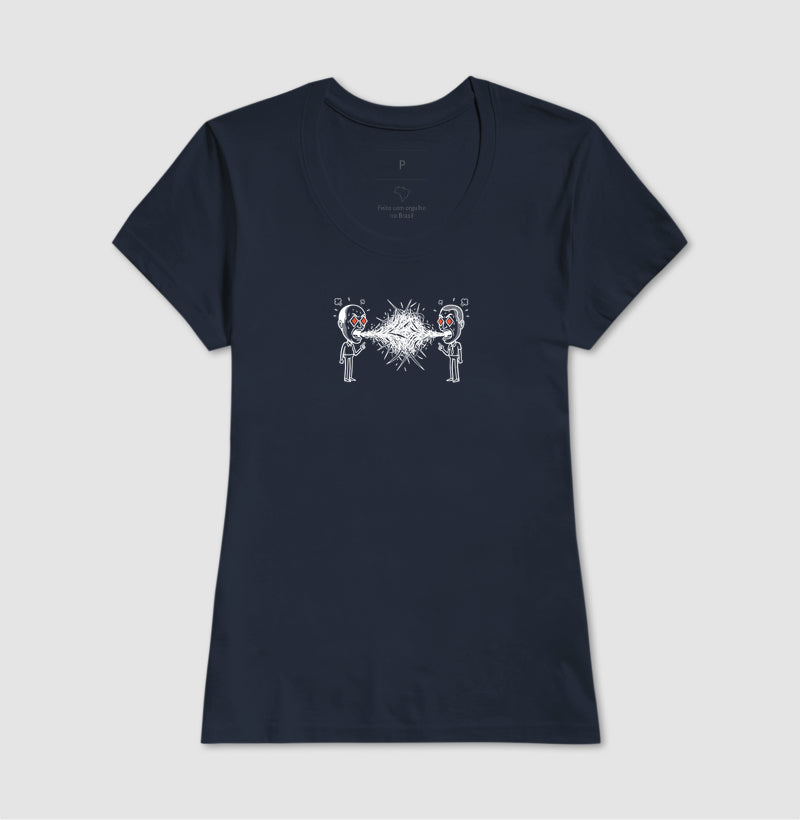 Camiseta Baby Look Azul - Eloquência Muda | Exallaxe