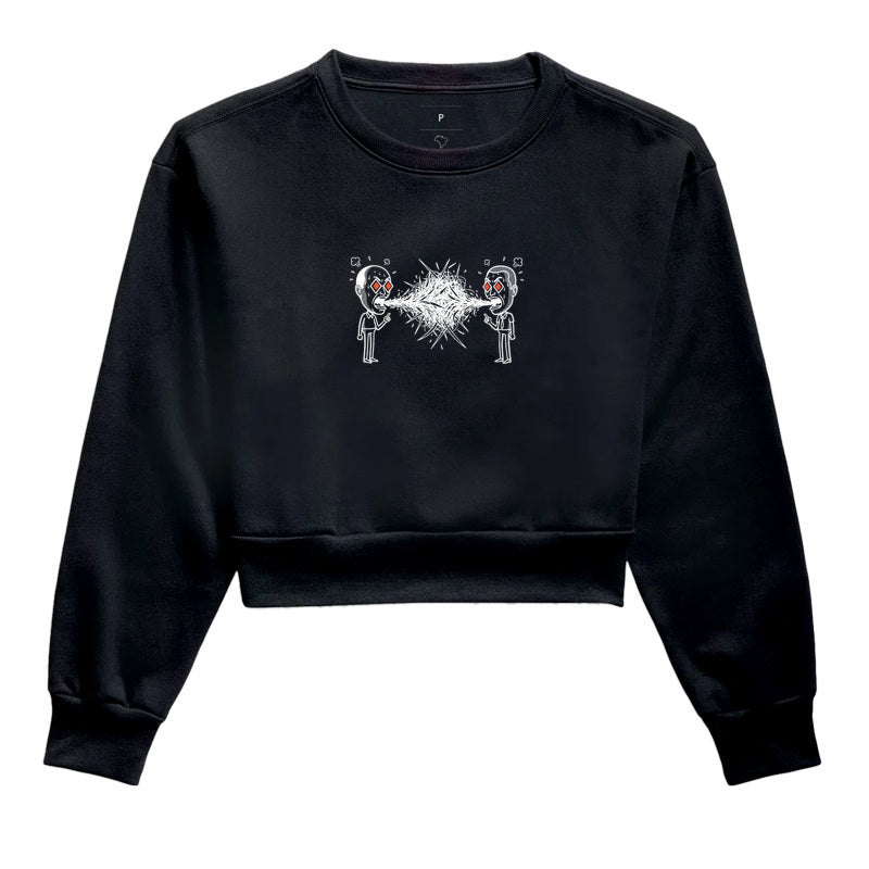 Moletom Cropped Preto - Eloquência Muda | Exallaxe