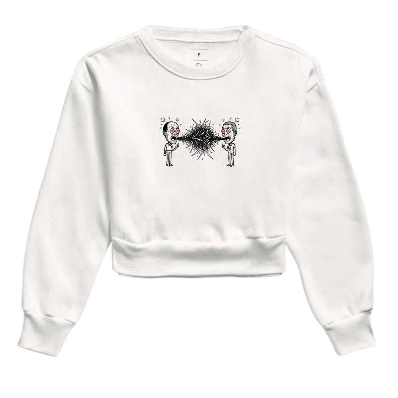 Moletom Cropped Branco - Eloquência Muda | Exallaxe