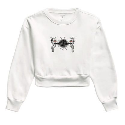 Moletom Cropped Branco - Eloquência Muda | Exallaxe