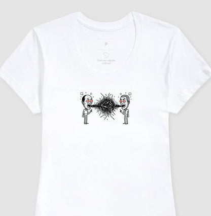 Camiseta Baby Look Branca - Eloquência Muda | Exallaxe