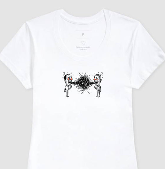 Camiseta Baby Look Branca - Eloquência Muda | Exallaxe
