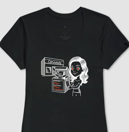 Camiseta Baby Look Preta - Destinatário Importador | Exallaxe
