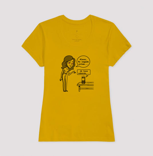 Camiseta Baby Look Mostarda - Confissão Virtual | Exallaxe