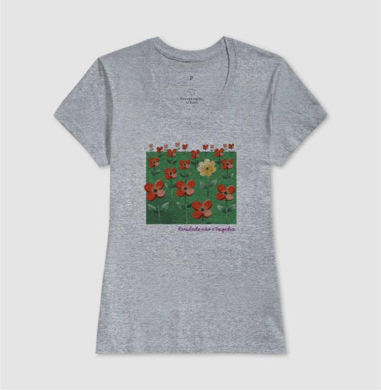 Camiseta Baby Look Cinza - Padrão Sincopático | Exallaxe