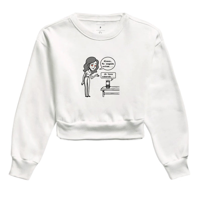 Moletom Cropped Branco - Confissão Virtual | Exallaxe