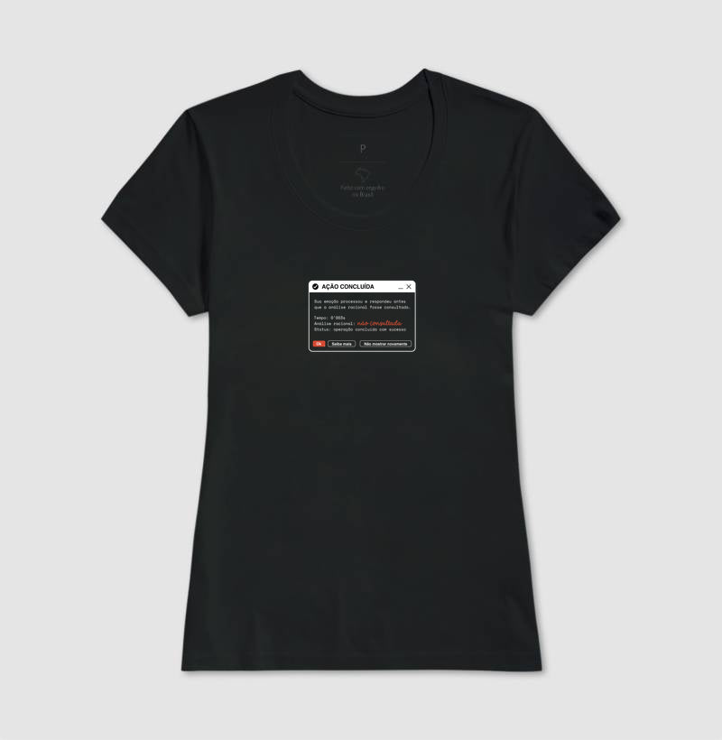 Camiseta Baby Look Preta - Indução Soberana | Exallaxe
