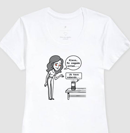 Camiseta Baby Look Branca - Confissão Virtual | Exallaxe