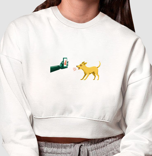 Moletom Cropped Branco - Pixel Instinto | Exallaxe