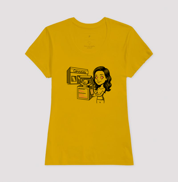 Camiseta Baby Look Mostarda - Destinatário Importador | Exallaxe