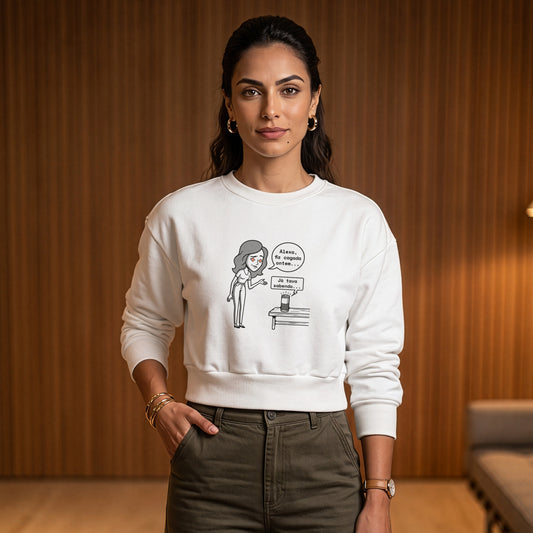 Moletom Cropped Branco - Confissão Virtual