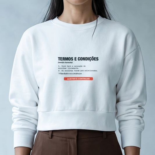 Moletom Cropped Branco - Default Honesto