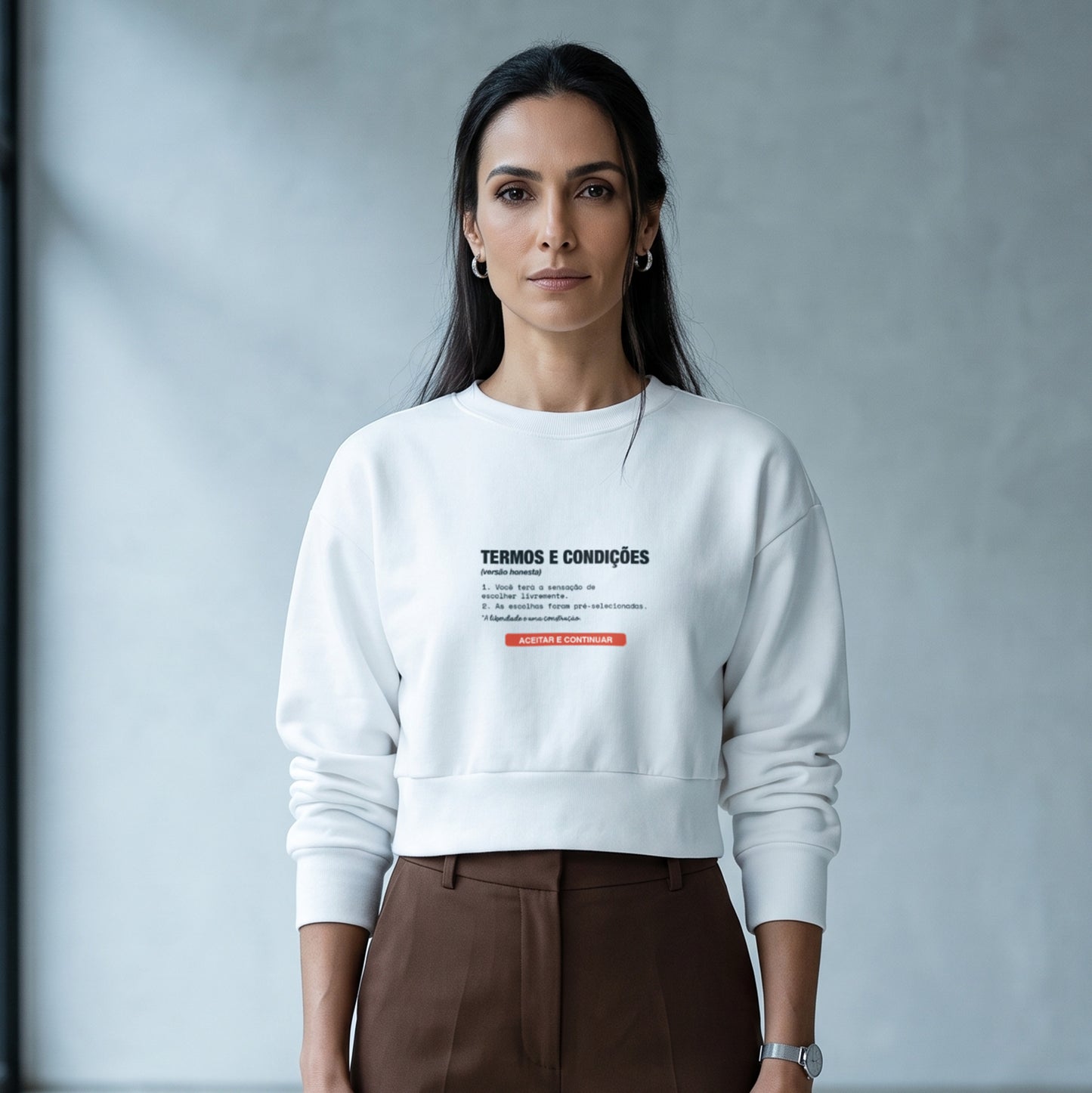 Moletom Cropped Branco - Default Honesto