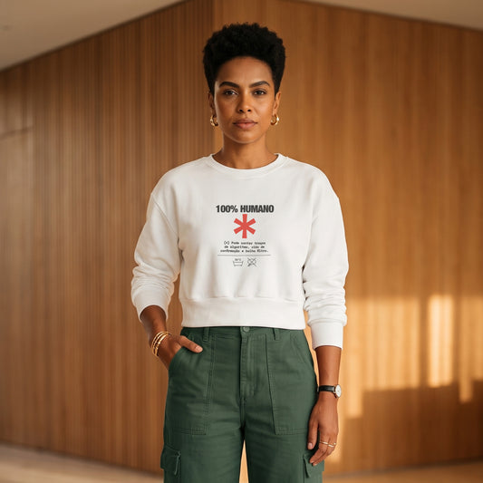 Moletom Cropped Branco - Decomposition Label
