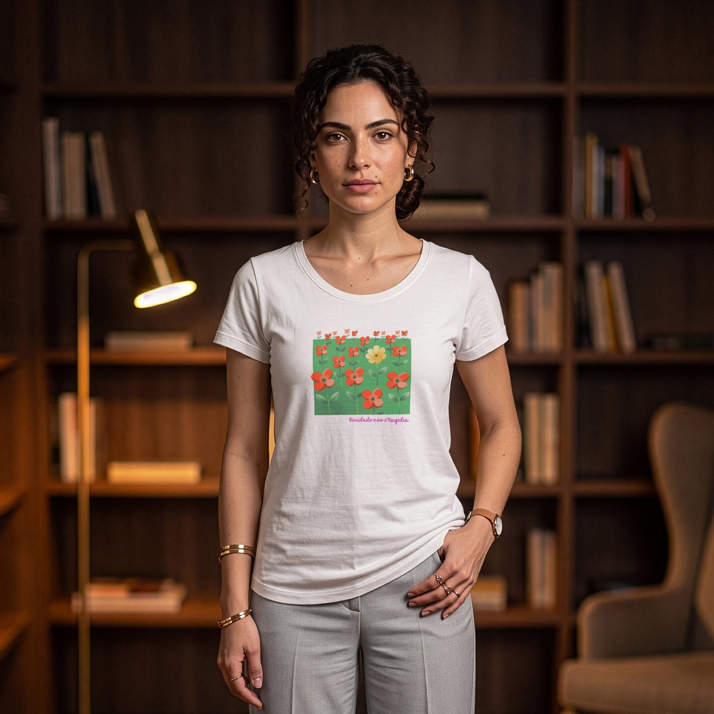Camiseta Branca Feminina - Padrão Sincopático
