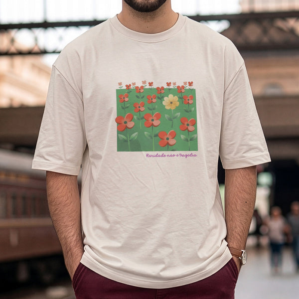Camiseta Oversized Off-White Unissex - Padrão Sincopático
