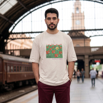Camiseta Oversized Off-White Unissex - Padrão Sincopático