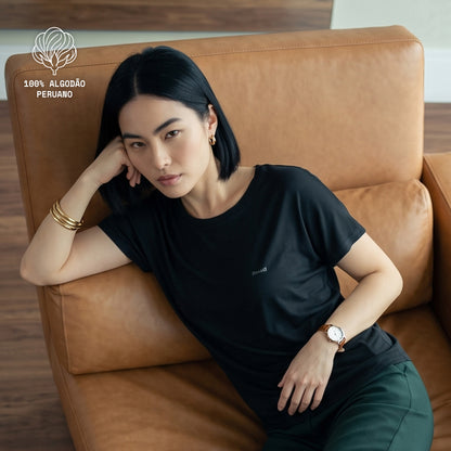 Camiseta Preta PIMA Feminina - Anonymous Manifest