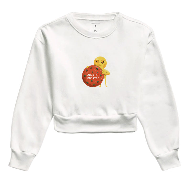 Moletom Cropped Branco - Candy Click | Exallaxe