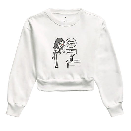 Moletom Cropped Branco - Confissão Virtual