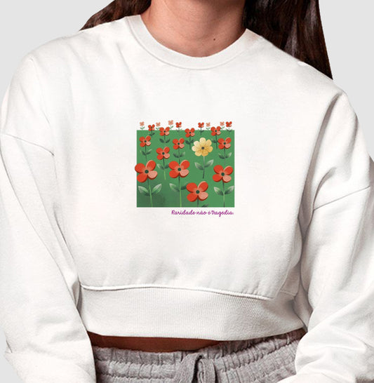 Moletom Cropped Branco - Padrão Sincopático | Exallaxe